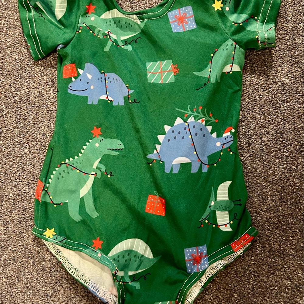Green Dinosaur Print Kids One Piece